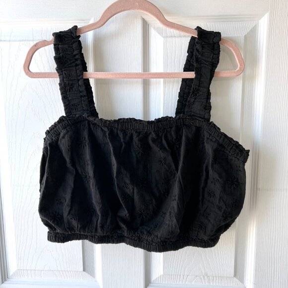 Aerie Woven Cropped Tank Top in Black EUC (size XL) - Picture 2 of 5